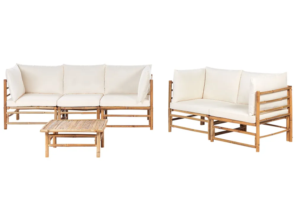 Sedia Pieghevole Set di divani CERRETO Legno di bambù Bianco macchiato