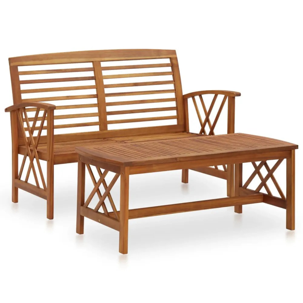 Sedia Pieghevole Set Divani da Giardino 2 pz Legno Massello di Acacia
