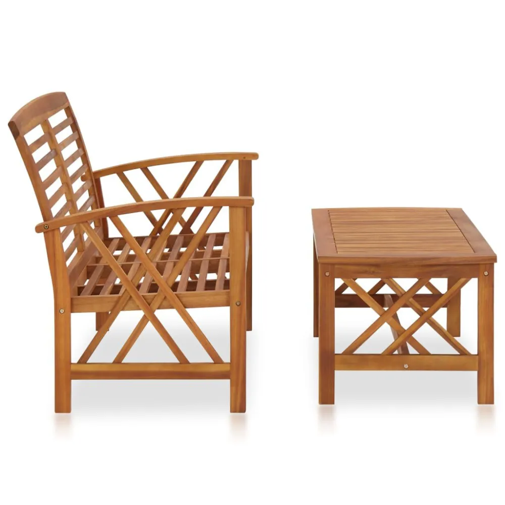 Sedia Pieghevole Set Divani da Giardino 2 pz Legno Massello di Acacia