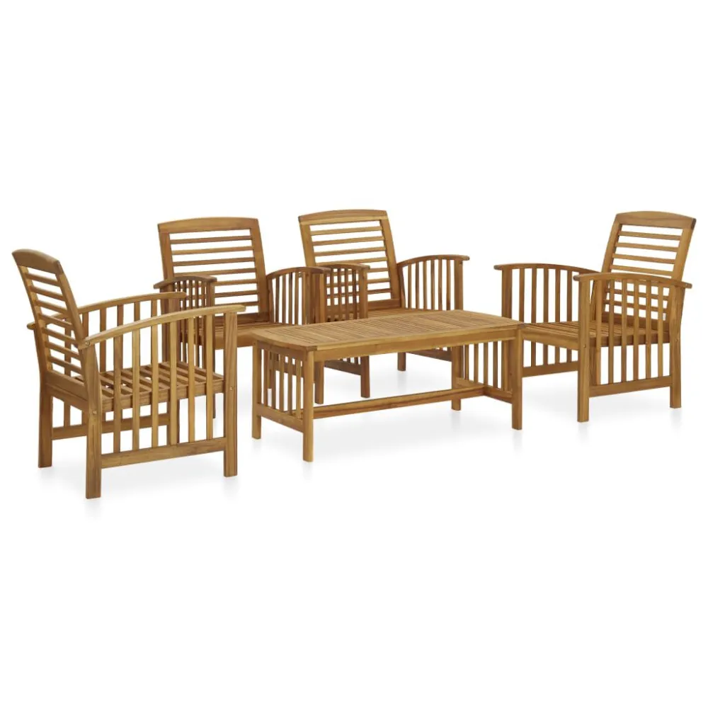 Sedia Pieghevole Set Divani da Giardino 5 pz Legno Massello di Acacia