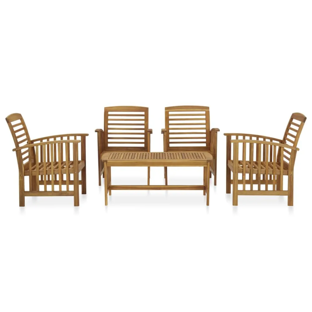 Sedia Pieghevole Set Divani da Giardino 5 pz Legno Massello di Acacia