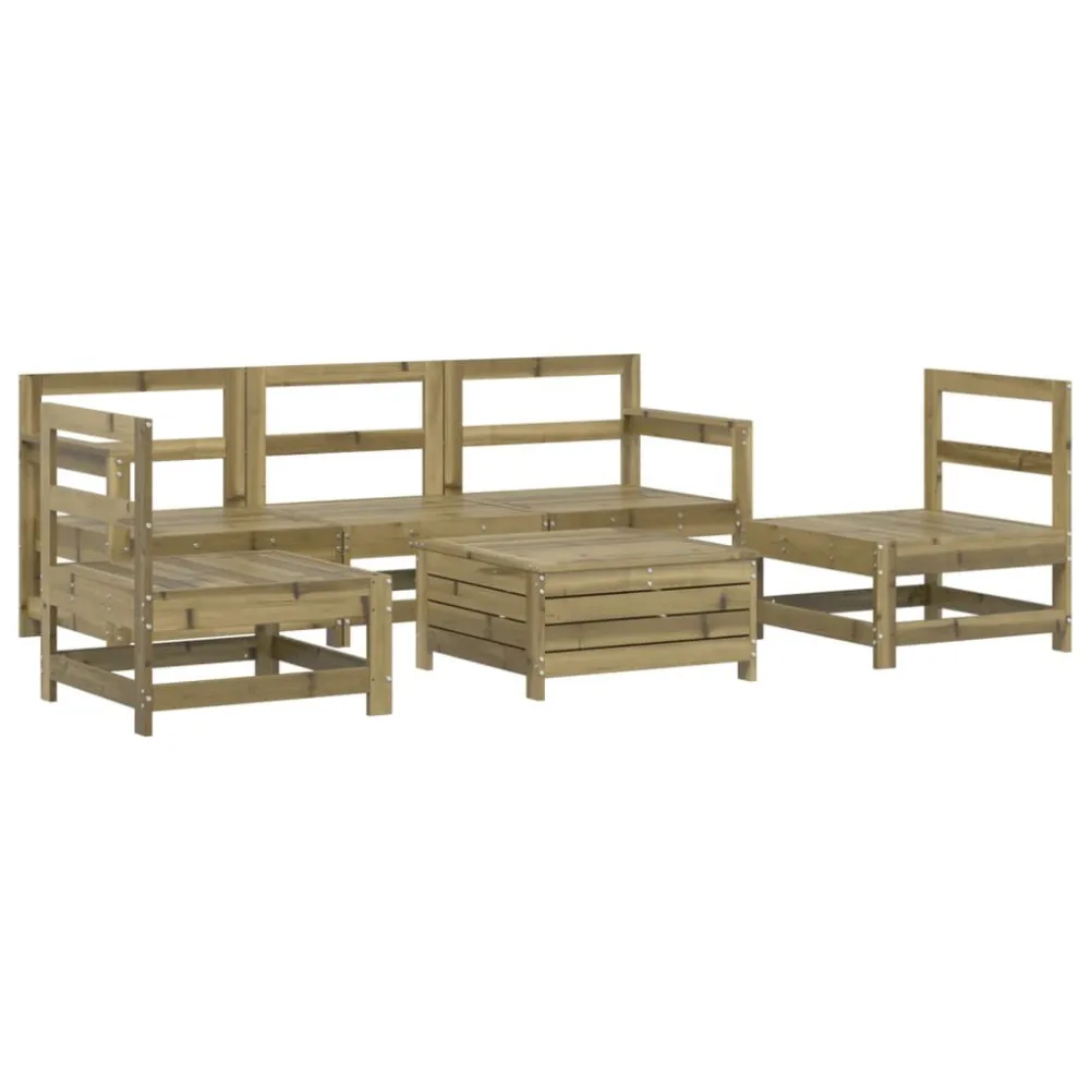 Sedia Pieghevole Set Divani da Giardino 6 pz Legno Impregnato di Pino