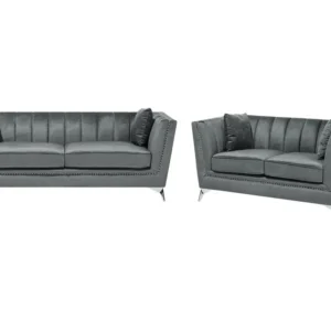 Sedia Pieghevole Set divani 5 posti velluto grigio GAULA