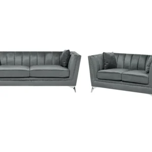 Sedia Pieghevole Set divani 5 posti velluto grigio GAULA