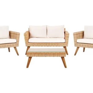 Sedia Pieghevole Set di divani VITTORIA Rattan sintetico Bianco macchiato