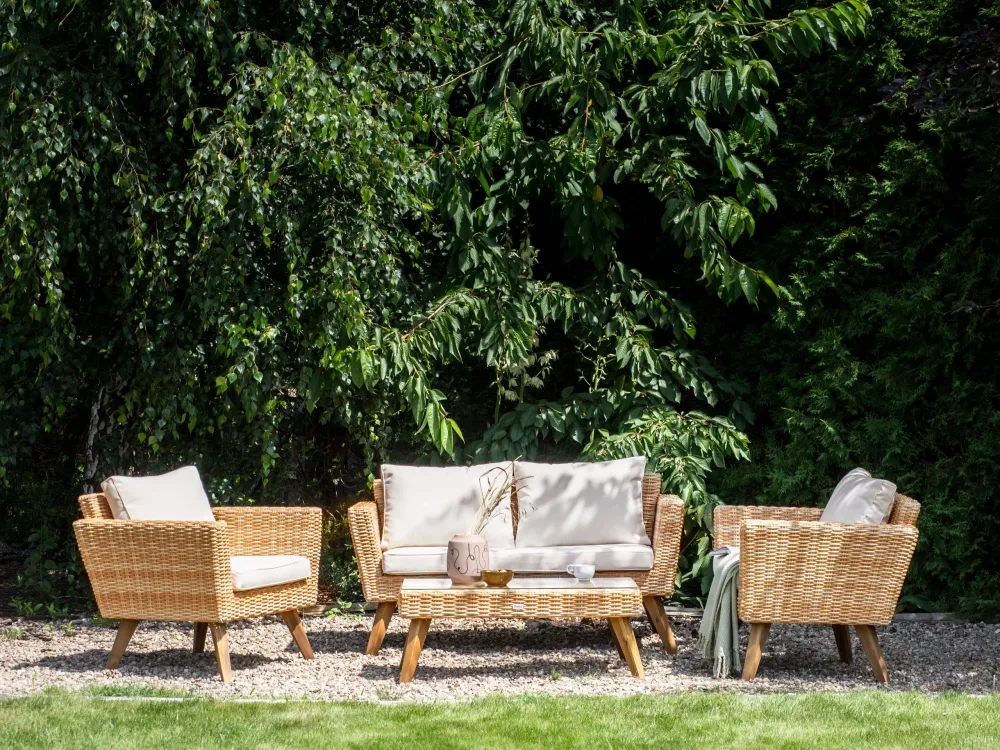 Sedia Pieghevole Set di divani VITTORIA Rattan sintetico Bianco macchiato