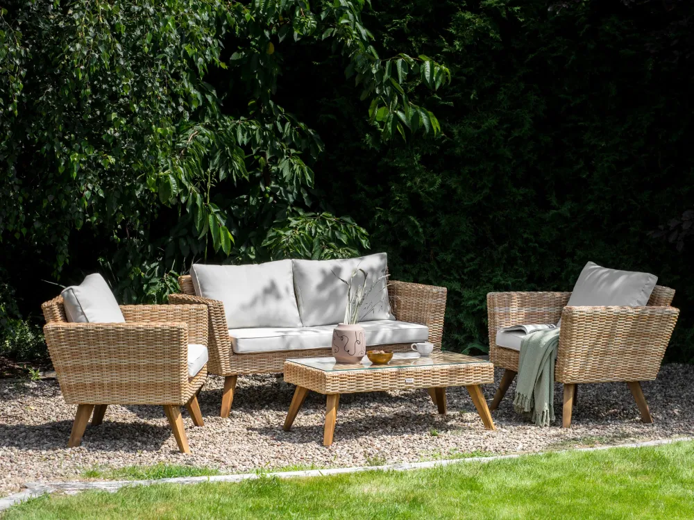 Sedia Pieghevole Set di divani VITTORIA Rattan sintetico Bianco macchiato