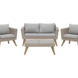 Sedia Pieghevole Set di divani VITTORIA Rattan sintetico Grigio
