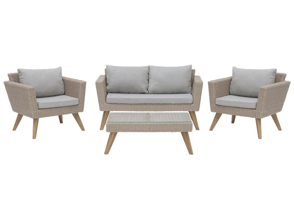 Sedia Pieghevole Set di divani VITTORIA Rattan sintetico Grigio