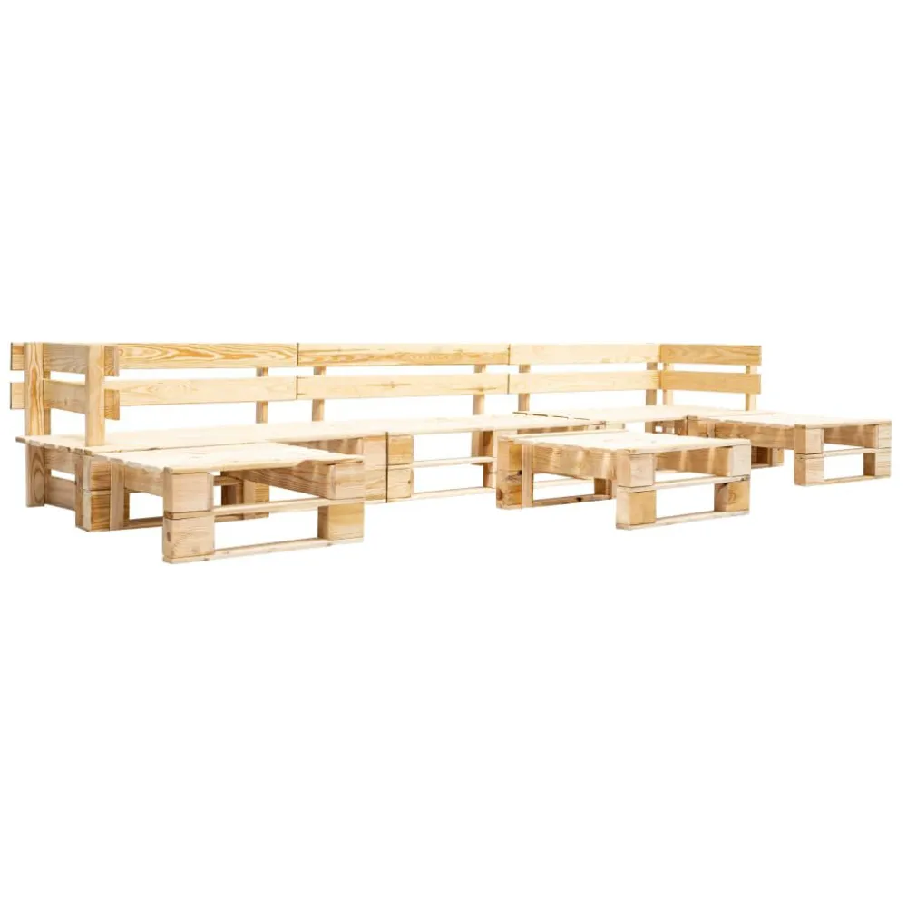 Sedia da Terrazzo Set Divani da Giardino su Pallet 6 pz Naturale Legno