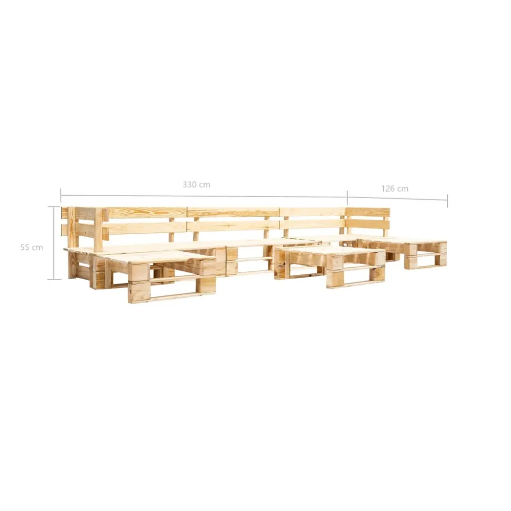 Sedia da Terrazzo Set Divani da Giardino su Pallet 6 pz Naturale Legno