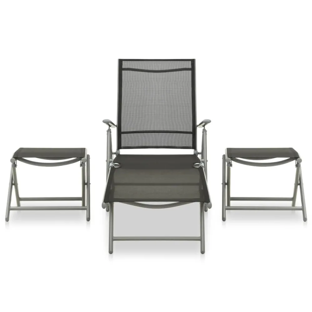 Sedia da Terrazzo Set Divani da Giardino 3 pz Textilene e Alluminio Argento