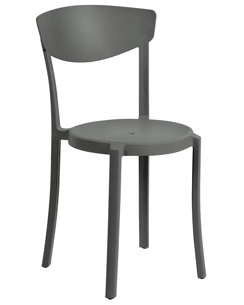 Set 8 Dining Chairs VIESTE Synthetic Material Dark Grey con Struttura Acciaio