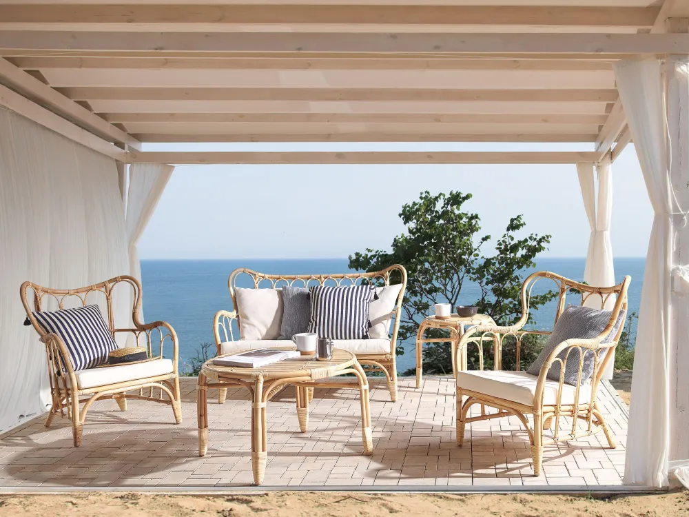 Set di divani BRINDISI Rattan Naturale Colori Vivaci