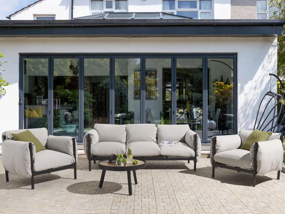 Set di divani ESPERIA Alluminio Grigio con Rivestimento Tessuto