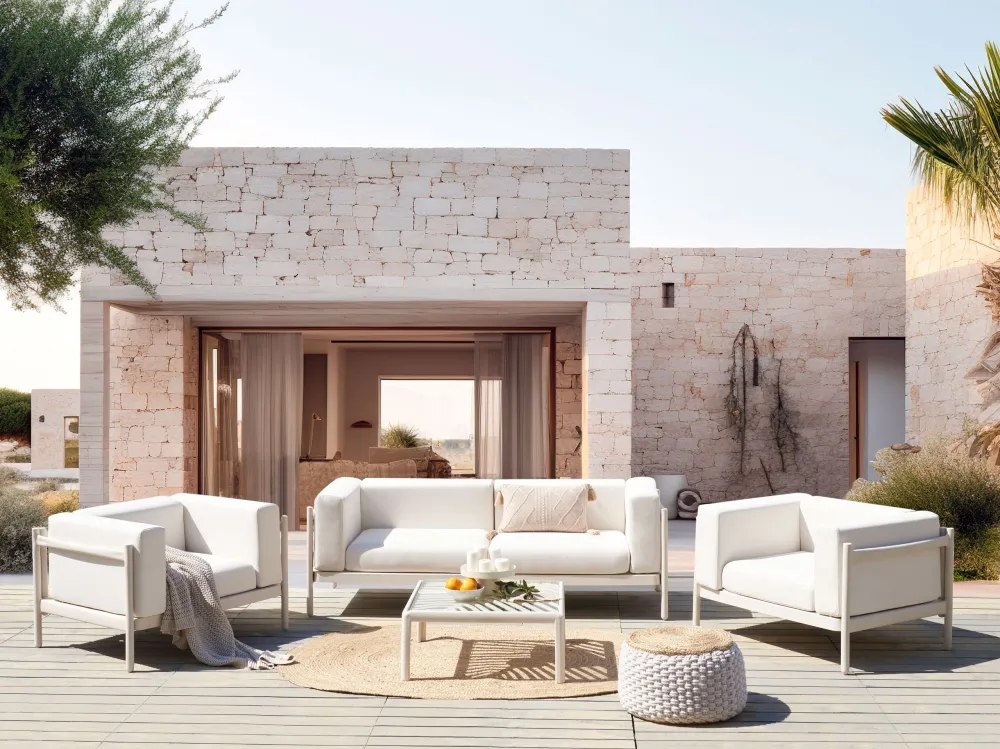 Set di divani FERRETTI Materiale sintetico Beige limpido