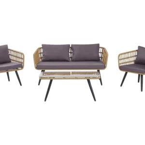 Set di divani FOBELLO Rattan sintetico Nocciola per Relax all'Aperto
