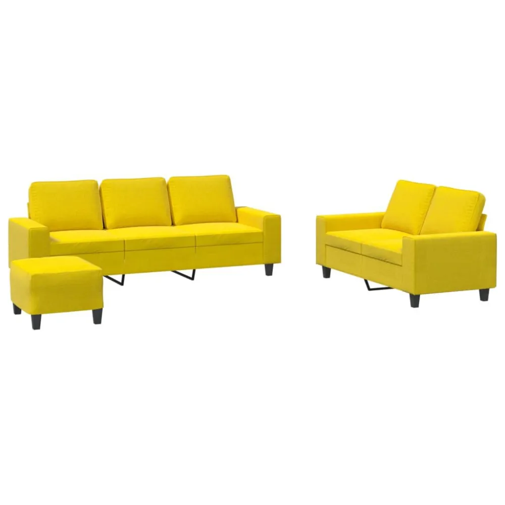 Set di Divani 3 pz Giallo Evidente Tessuto