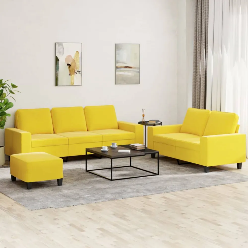 Set di Divani 3 pz Giallo Evidente Tessuto