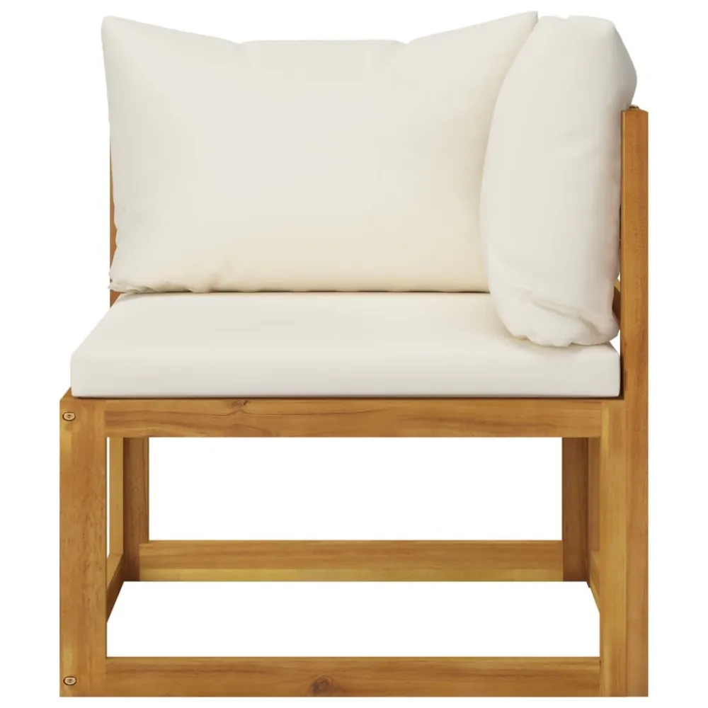 Set Divani da Giardino 9 pz con Cuscini Crema Legno di Acacia - Impermeabile e UV Resistente