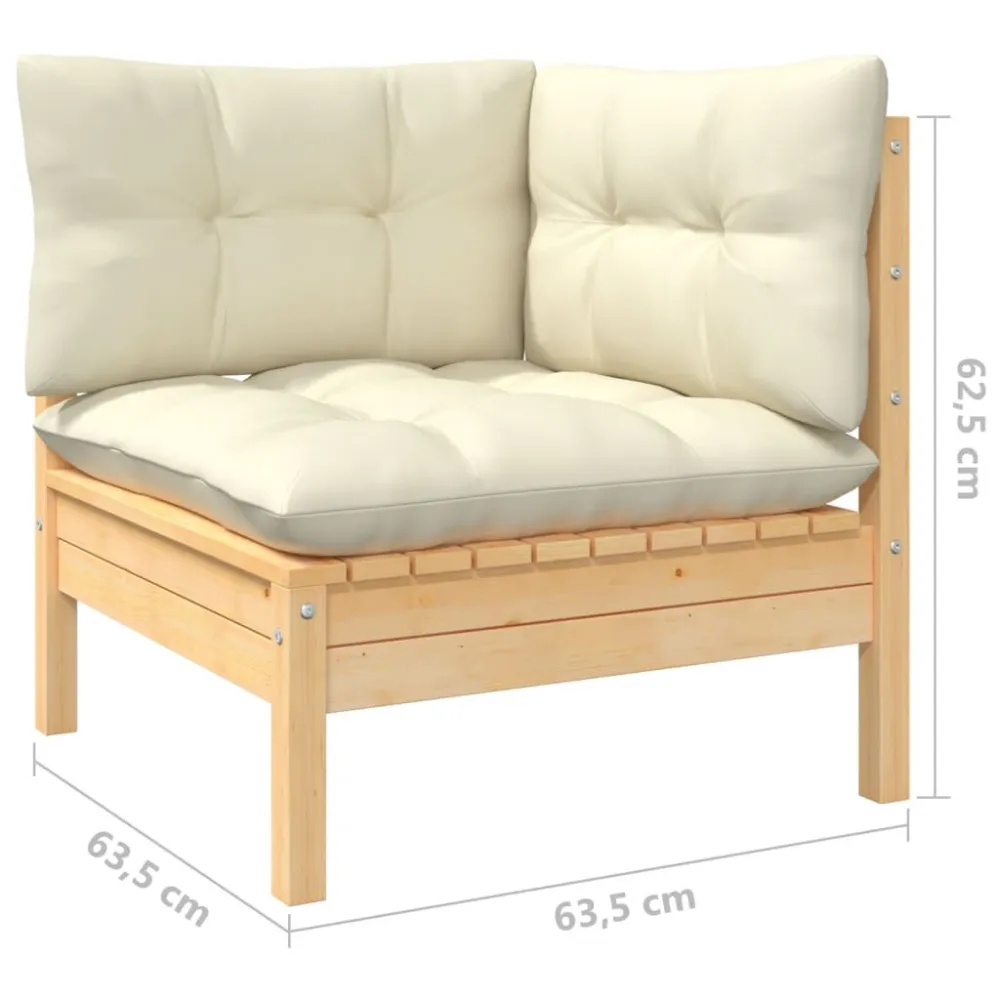 Set Divani da Giardino 10 pz con Cuscini Crema Massello di Pino per Relax all'Aperto