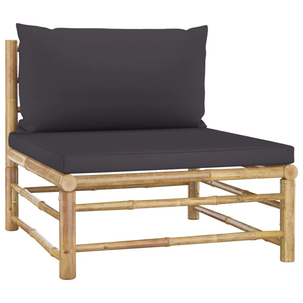 Set Divani da Giardino 4 pz con Cuscini Grigio Ombroso Bambù