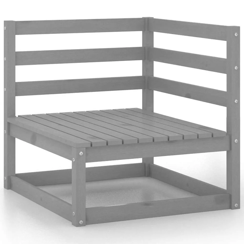 Set Divani da Giardino 8 pz Grigi Legno Massello di Pino per Giardino e Spiaggia