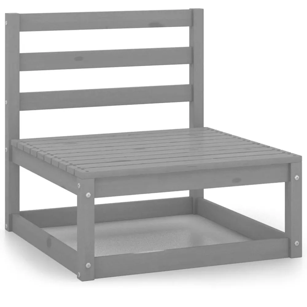 Set Divani da Giardino 8 pz Grigi Legno Massello di Pino per Giardino e Spiaggia