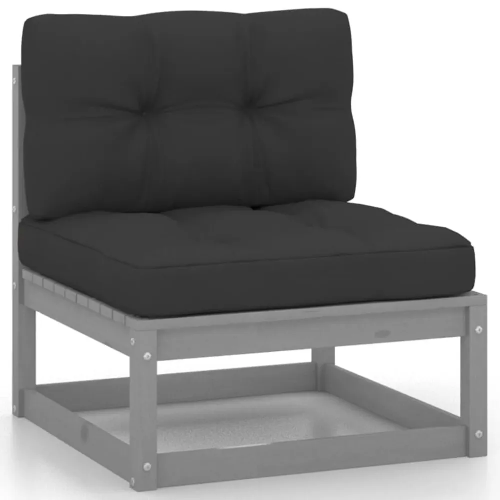 Set Divani da Giardino 9 pz Grigio Cuscini Massello di Pino | Pieghevole e Leggera