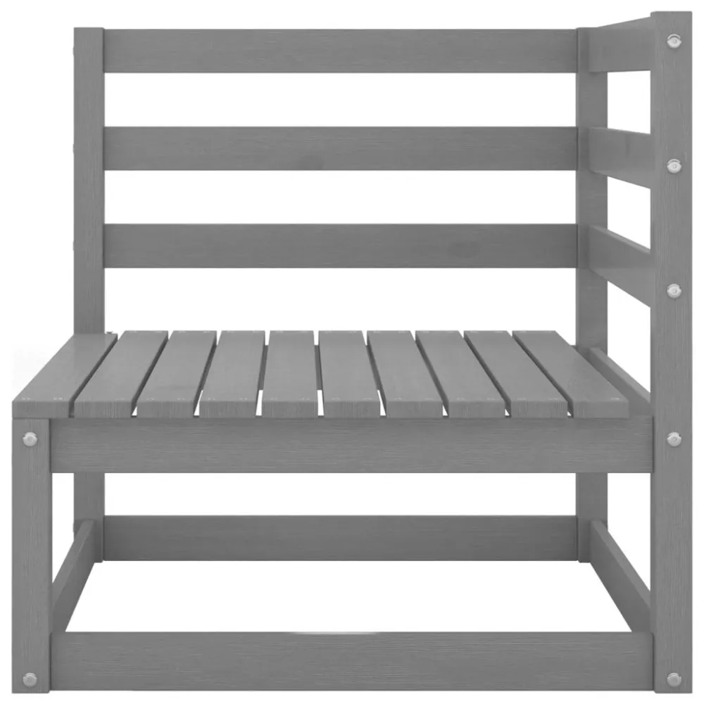 Set Divani da Giardino 9 pz Grigio Legno Massello di Pino per Relax all'Aperto