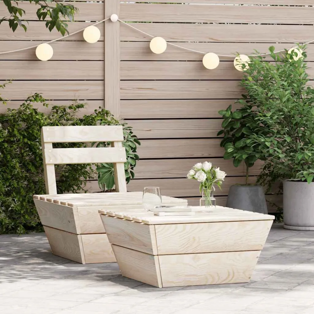 Set Divani da Giardino 2 pz Legno di Abete Impregnato con Portabicchiere Integrato