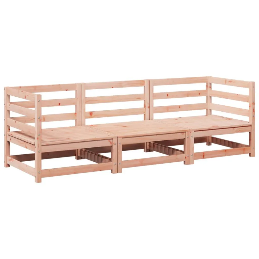 Set Divani da Giardino 3 pz Legno Massello Abete Douglas con Struttura Acciaio