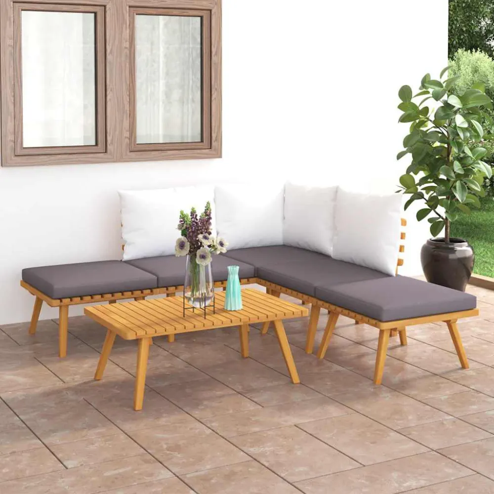Set Divani da Giardino 6 pz Legno Massello di Acacia - Impermeabile e UV Resistente