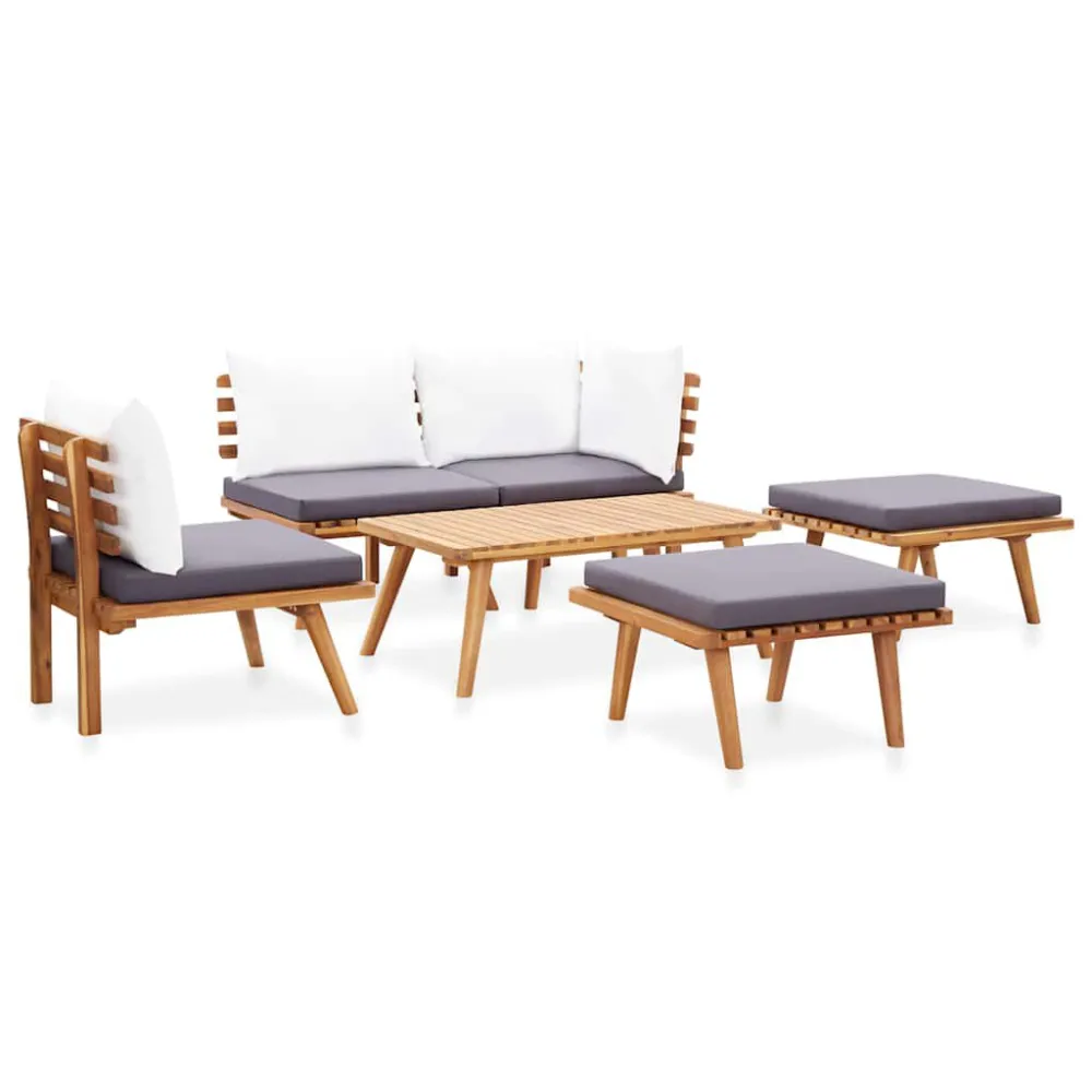 Set Divani da Giardino 6 pz Legno Massello di Acacia - Impermeabile e UV Resistente