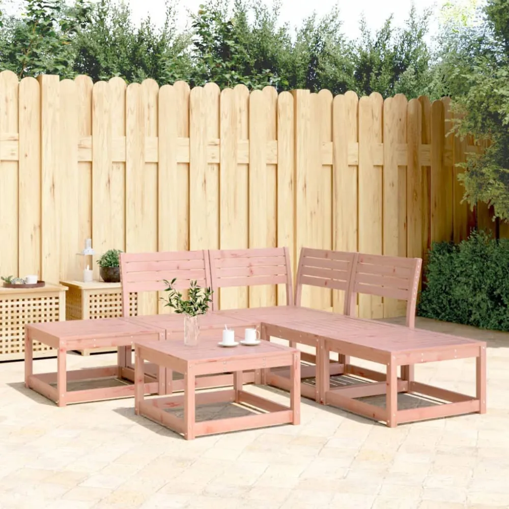 Set Divani da Giardino 5 pz Legno Massello di Douglas con Portabicchiere Integrato