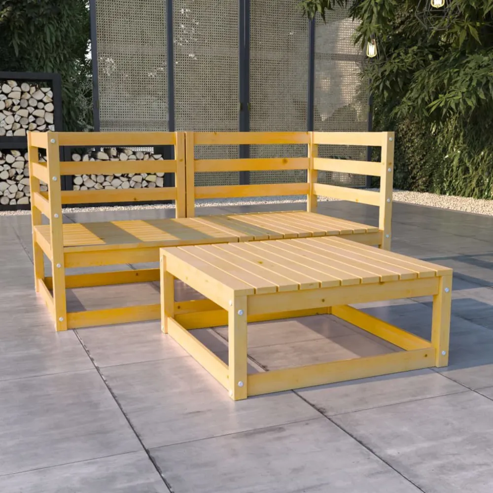 Set Divani da Giardino 3 pz Legno Massello di Pino Easy Storage
