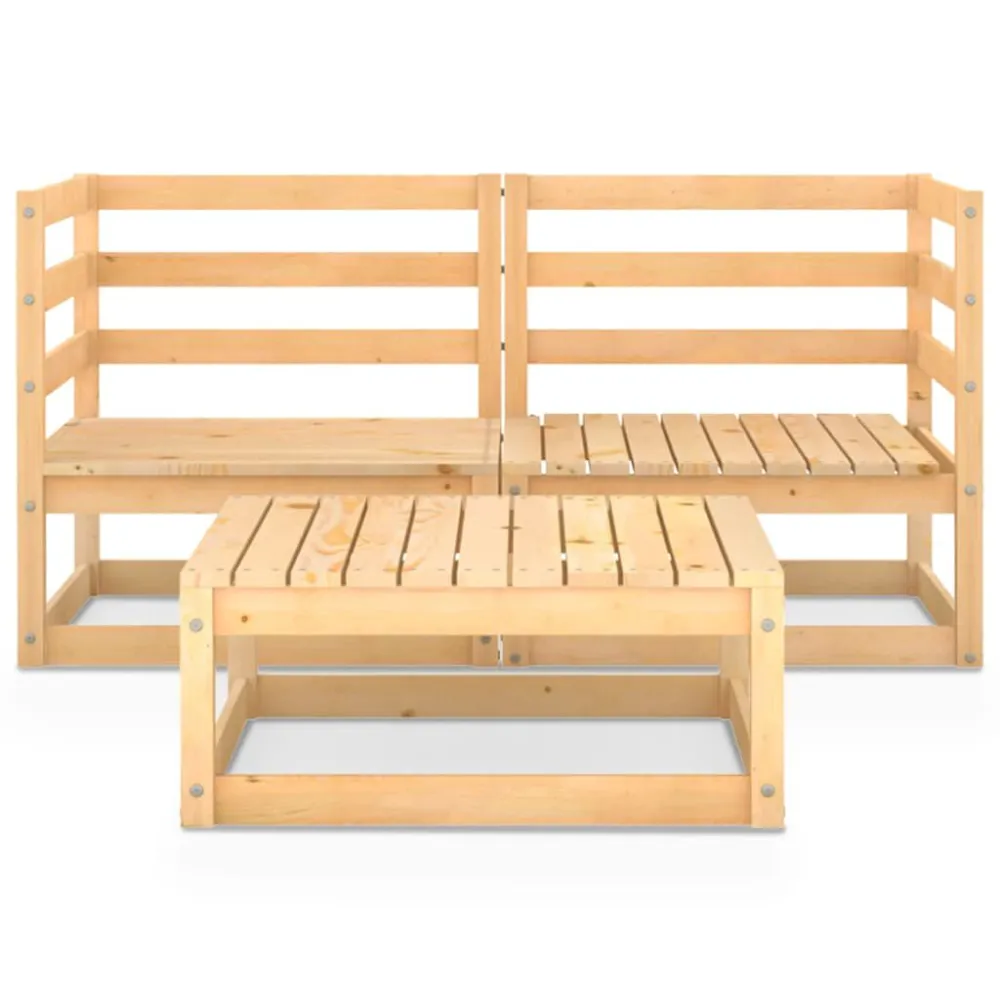 Set Divani da Giardino 3 pz Legno Massello di Pino Easy Storage
