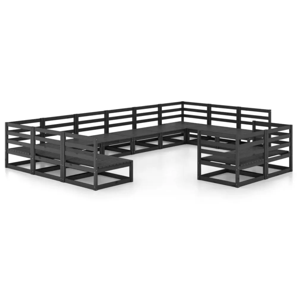 Set Divani da Giardino 12 pz Legno Massello di Pino - Impermeabile e UV Resistente