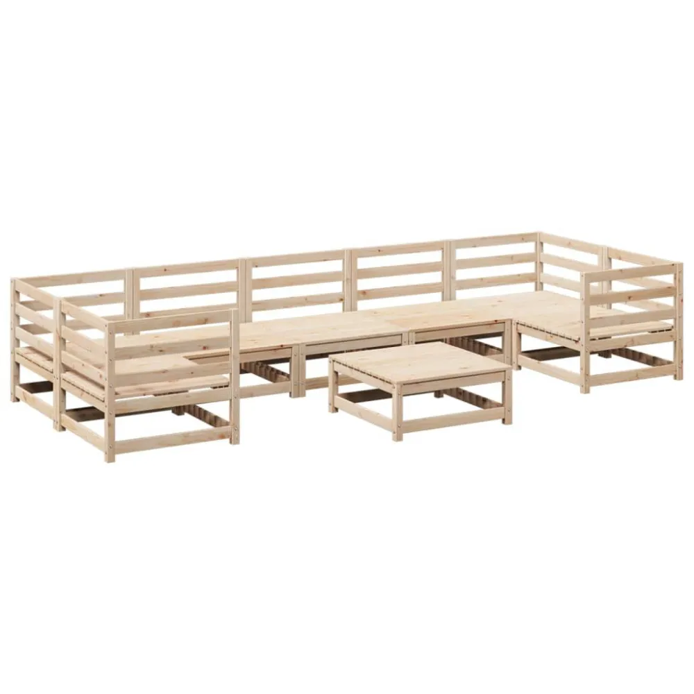 Set Divani da Giardino 8 pz Legno Massello di Pino con Schienale Regolabile