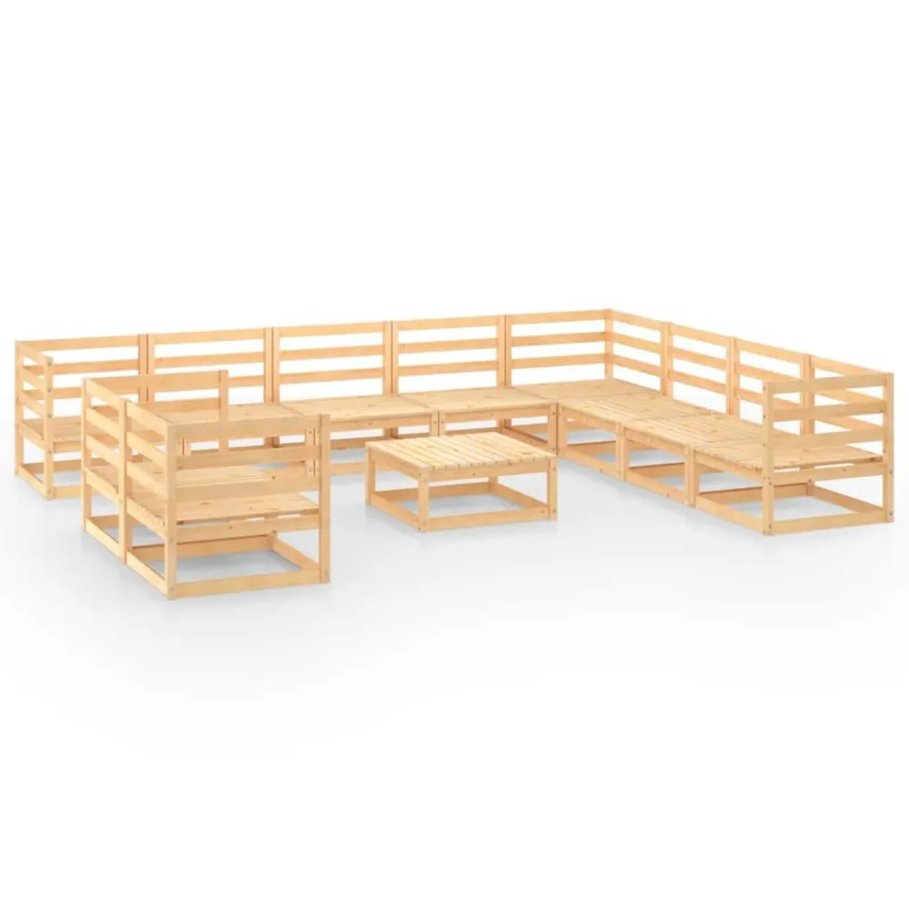 Set Divani da Giardino 11 pz Legno Massello di Pino - Impermeabile e UV Resistente