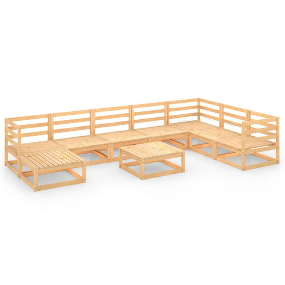 Set Divani da Giardino 9 pz Legno Massello di Pino