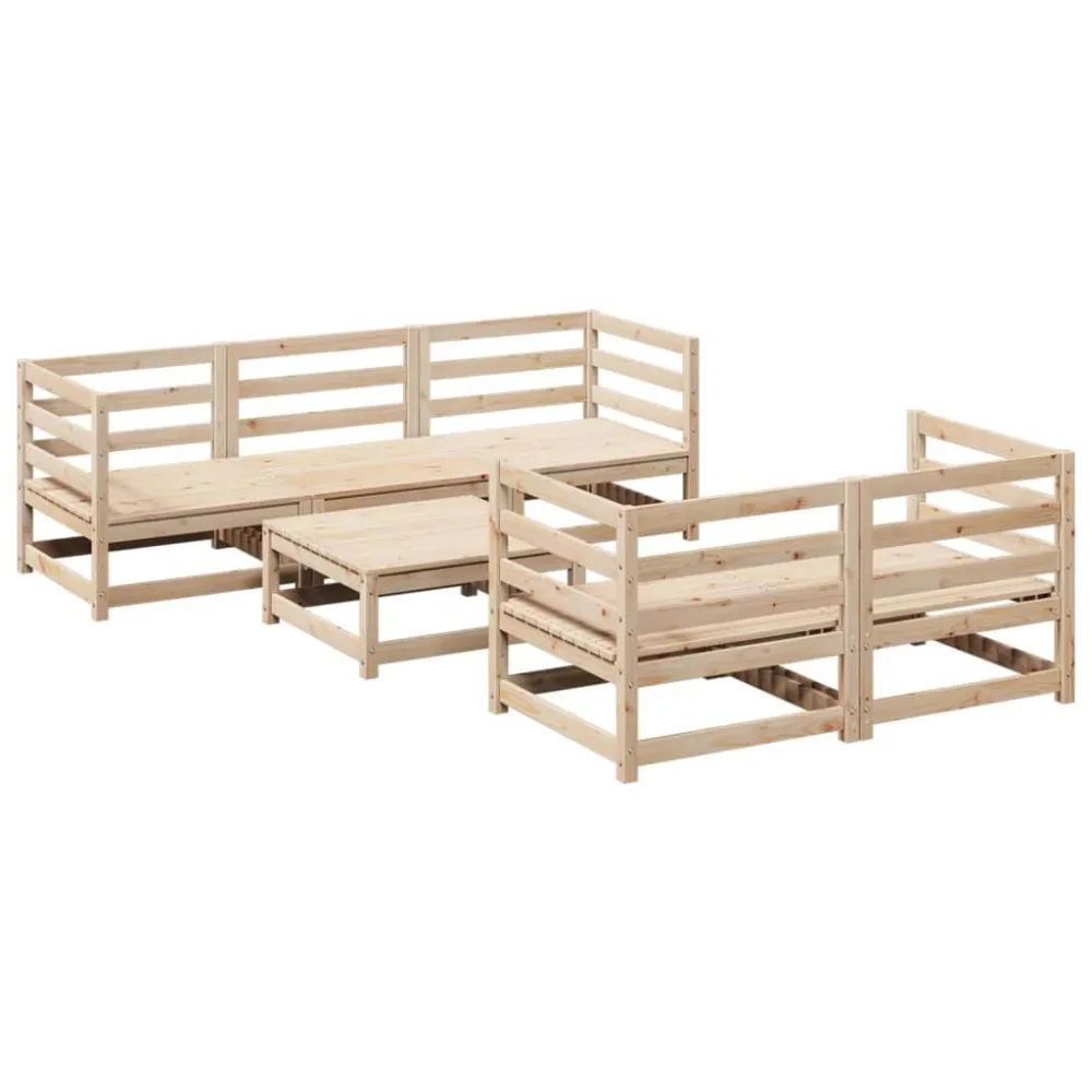 Set Divani da Giardino 6 pz Legno Massello di Pino