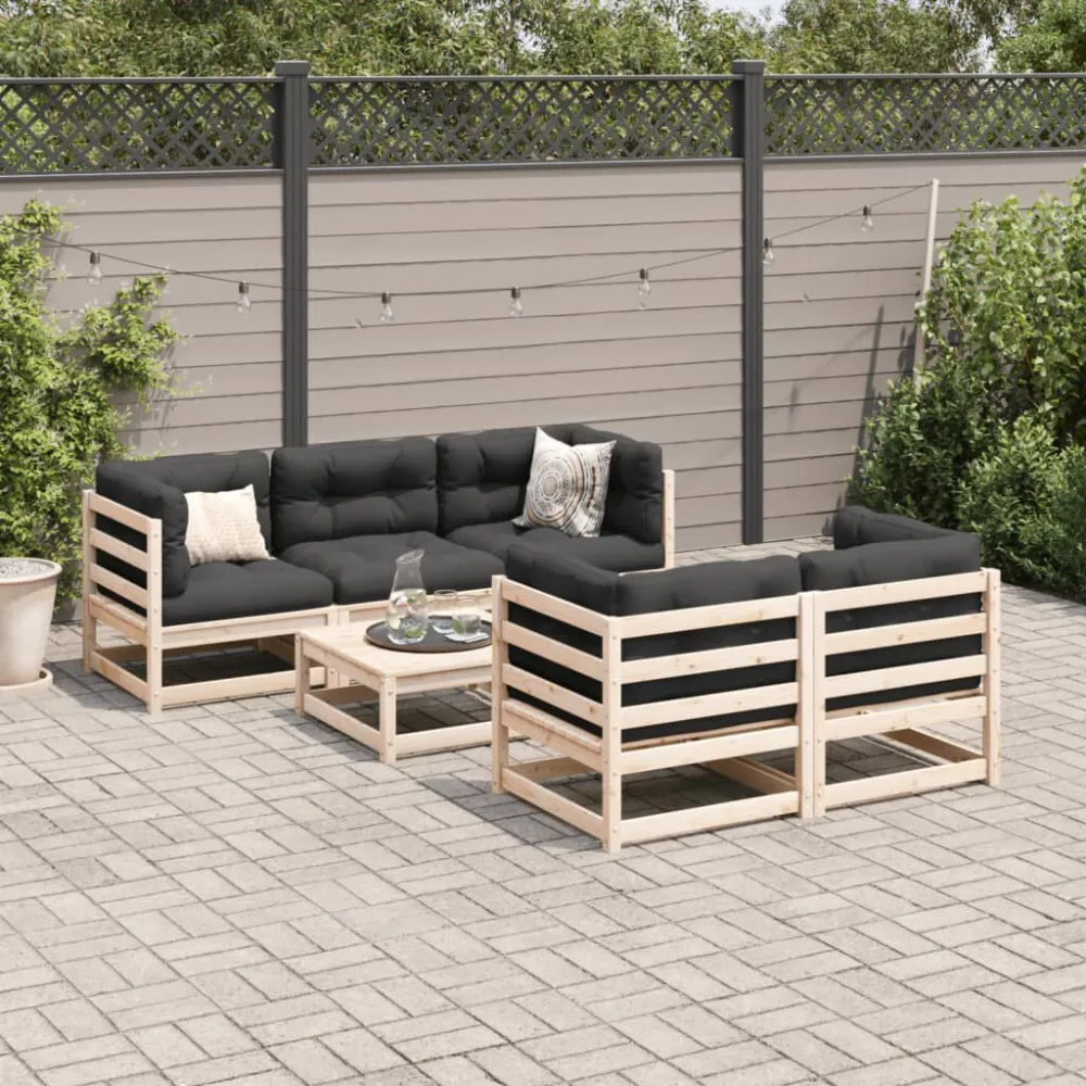 Set Divani da Giardino 6 pz Legno Massello di Pino