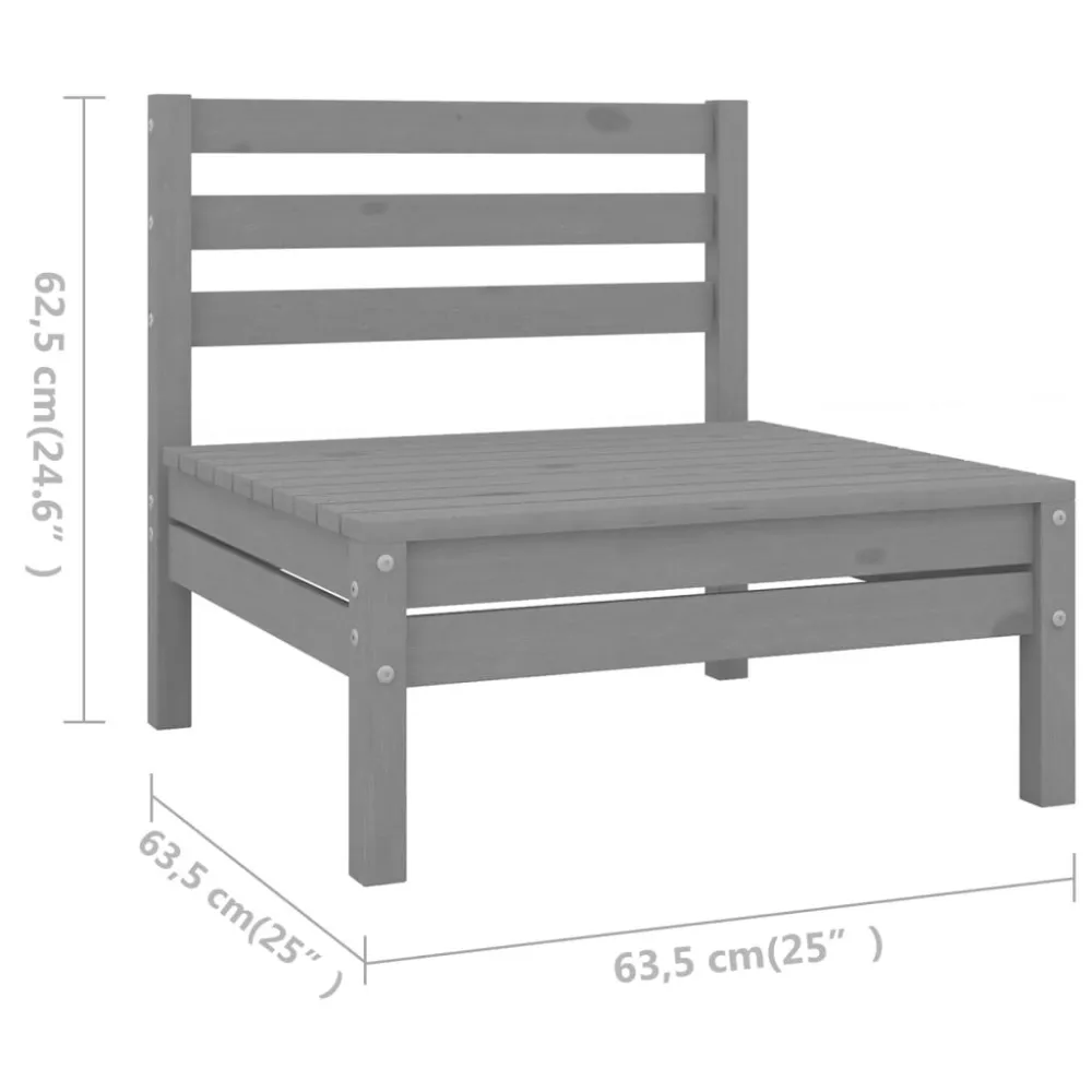 Set Divani da Giardino 8 pz Legno Massello di Pino Grigio con Sistema di Montaggio Rapido