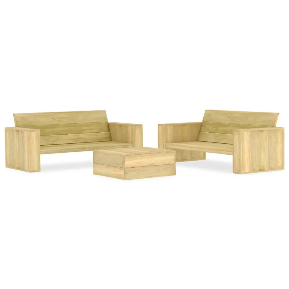 Set Divani da Giardino 3 pz Legno di Pino Impregnato Materiale Alluminio Anodizzato
