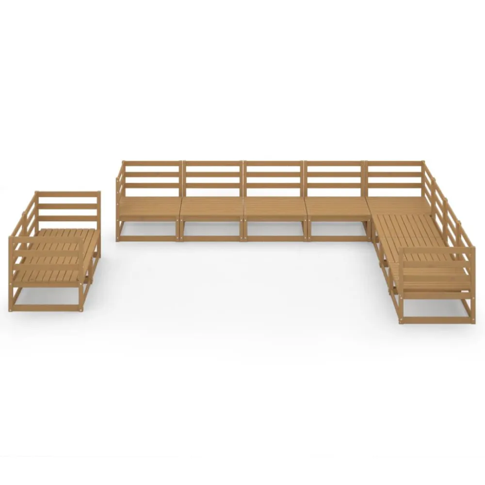 Set Divani da Giardino 10 pz Marrone Ambra Legno Massello Pino Easy Storage