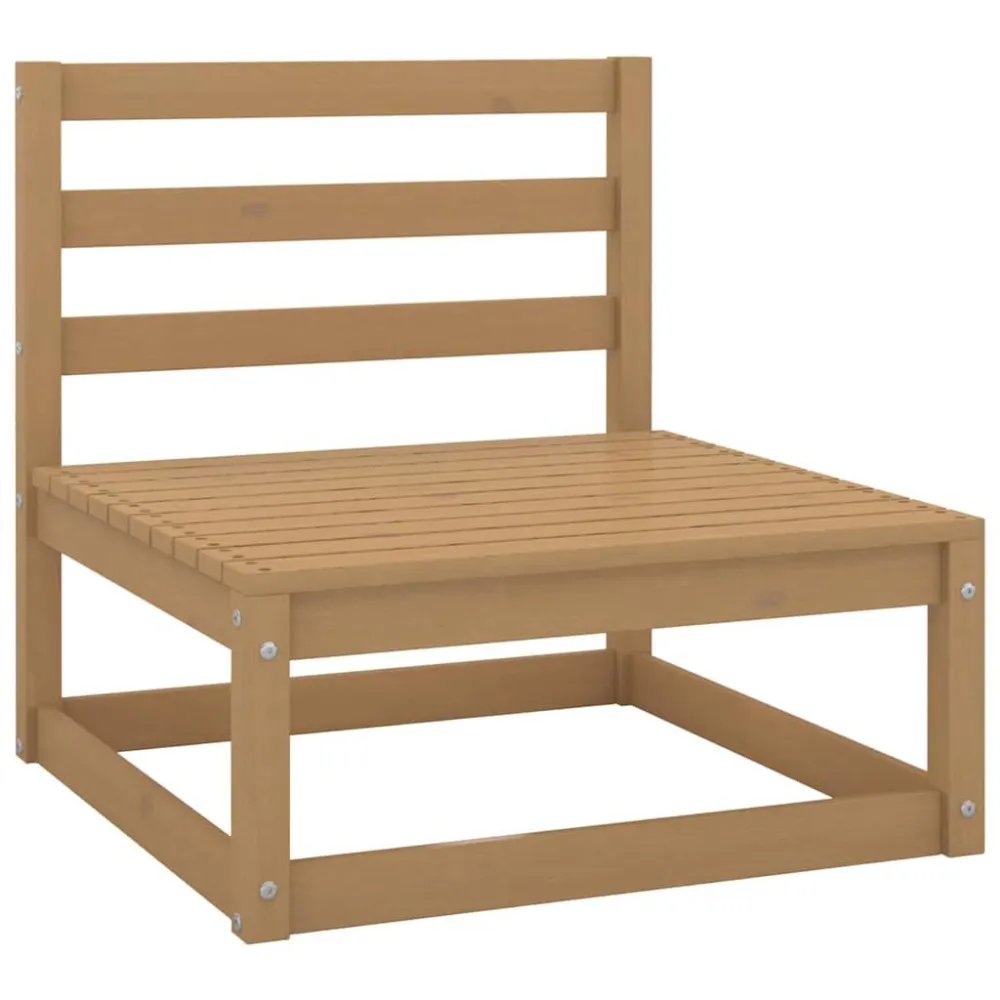 Set Divani da Giardino 9 pz Marrone Ambra Legno Massello Pino con Struttura Acciaio