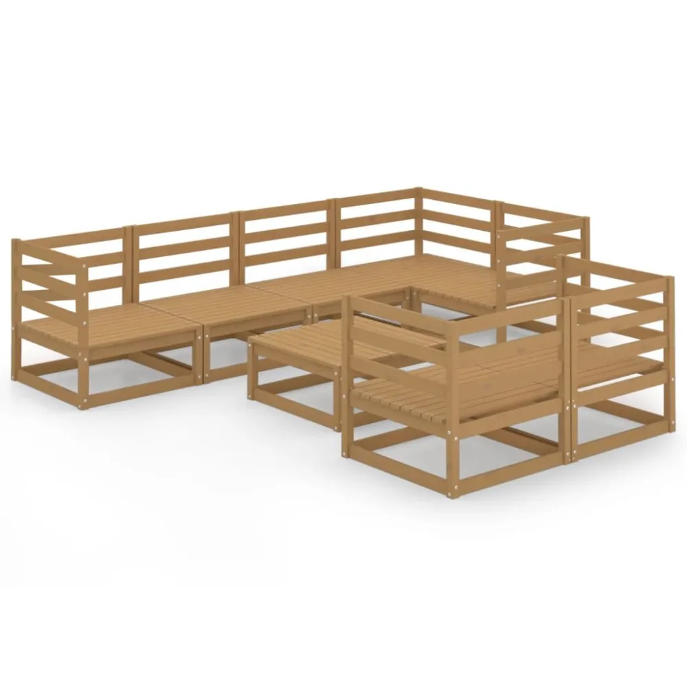 Set Divani da Giardino 8 pz Marrone Ambra Massello di Pino - Impermeabile e UV Resistente