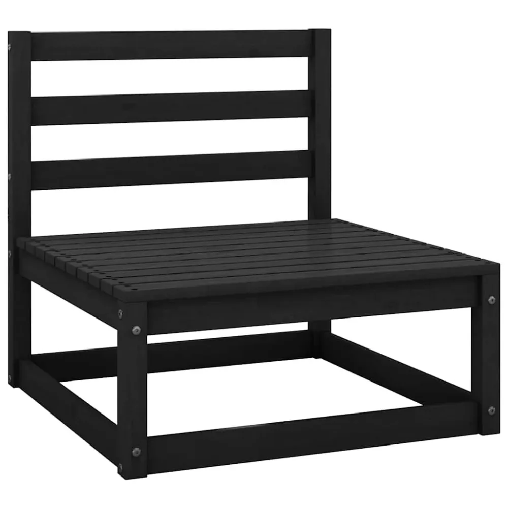 Set Divani da Giardino 8 pz Nero Legno Massello di Pino con Cuscino Estraibile