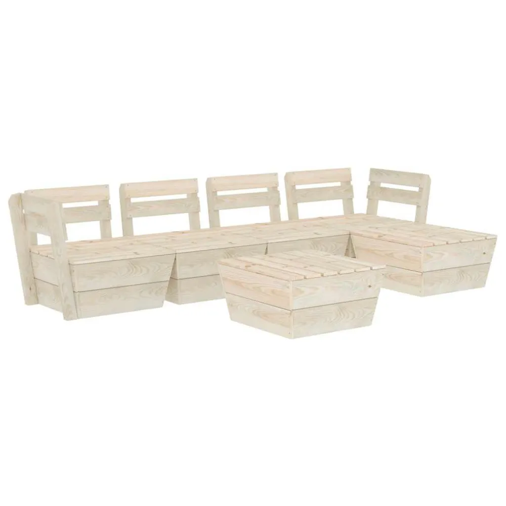 Set Divani da Giardino su Pallet 6 pz Legno Abete Impregnato per Giardino e Spiaggia